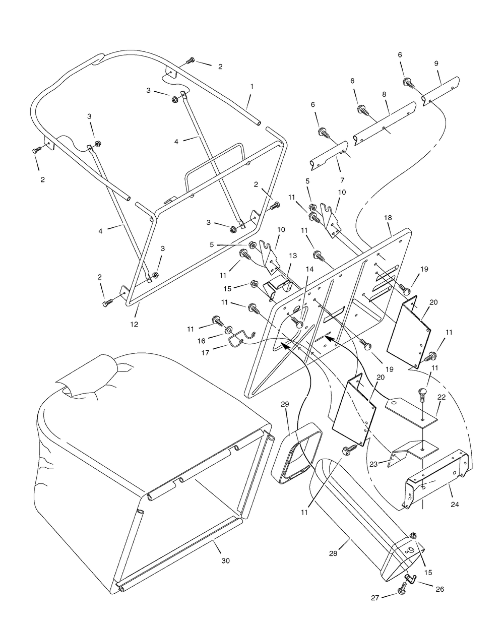 Grass Bagger Diagram and Parts List for 7800291-312006X78C 2008 Briggs and Stratton Lawn Tractor